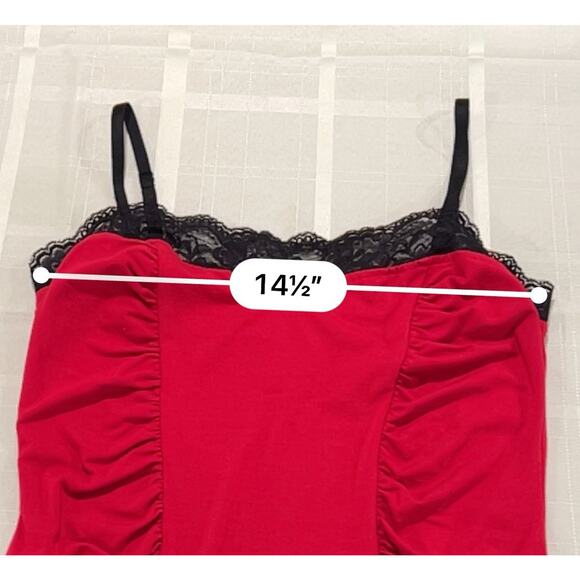 Vintage Cache Women’s Lacey Cami Tank Red Ruched Whimsigoth 90s Y2K Fairy Medium - Picture 6 of 7